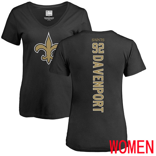 New Orleans Saints Black Women Marcus Davenport Backer Slim Fit NFL Football #92 T Shirt